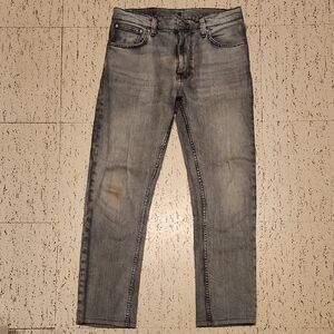Nudie Jeans Co Gray Fade Lean Dean Smooth Contrasts Denim Jeans
